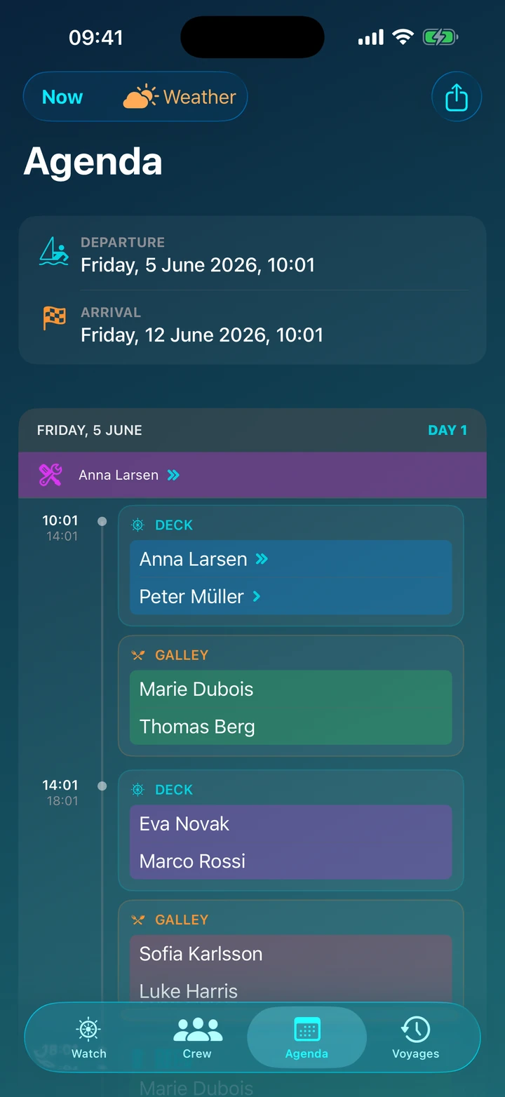 Voyage schedule