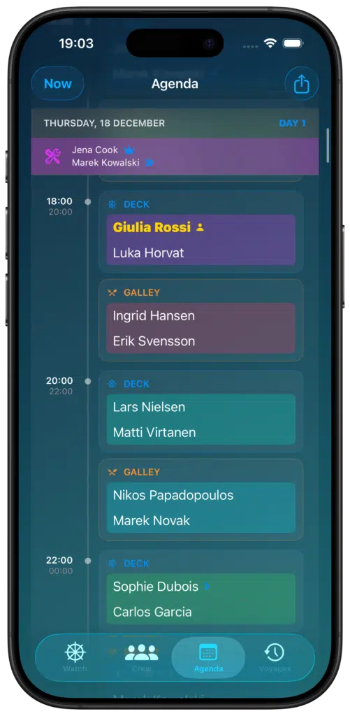 Voyage schedule