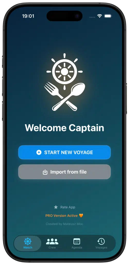 App screen — watch clock