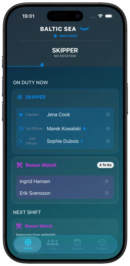 Skipper System — clock screen