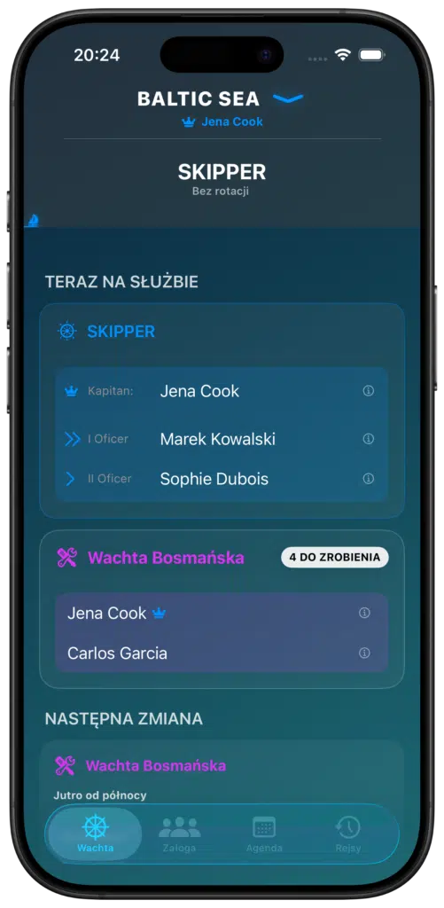 System Skipper — ekran zegara